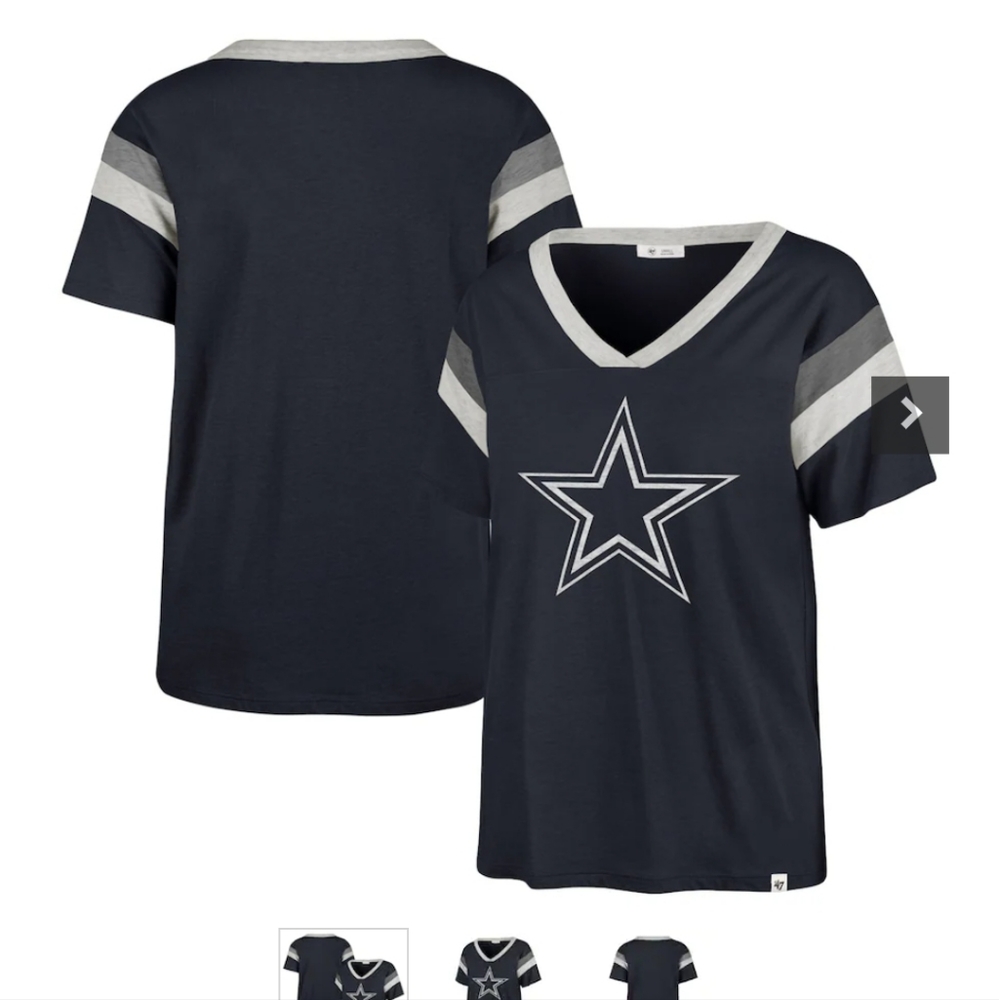 Dallas Cowboys '47 Women's Phoenix V-Neck T-Shirt - Navy med
